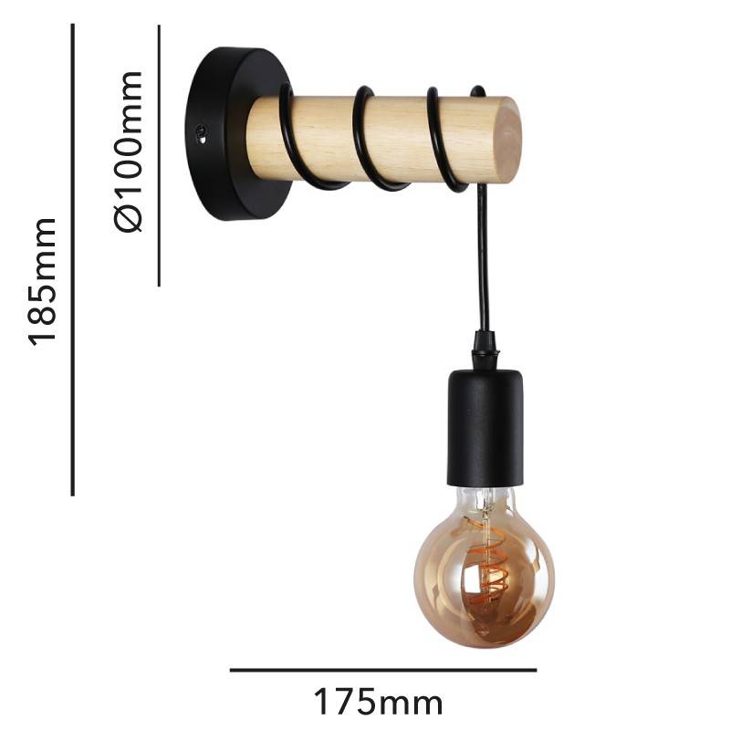 Rustic wooden wall light "MILA".