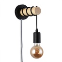 Wooden wall light with switch and plug "MILA".