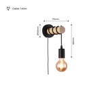 Wooden wall light with switch and plug "MILA".