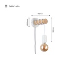 Wooden wall light with switch and plug "MILA".