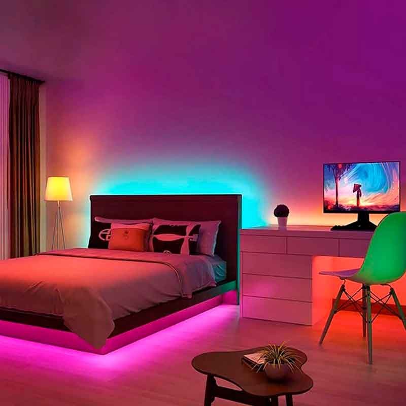 5m RGB LED strip kit with power supply, remote control and 12V and 24V compatible controller
