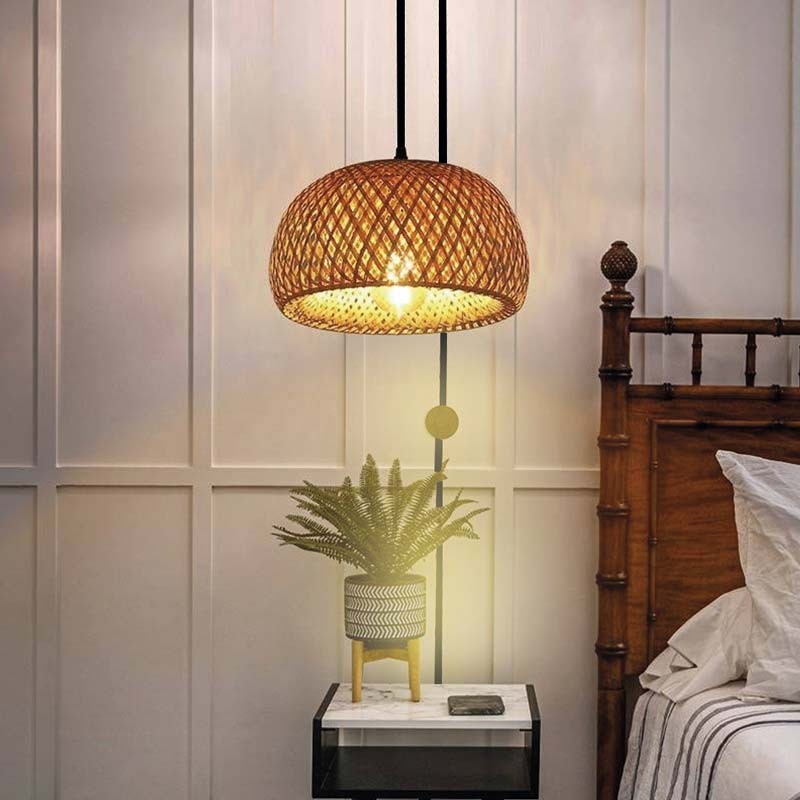 Plug-in wicker pendant lamp "Yonna"