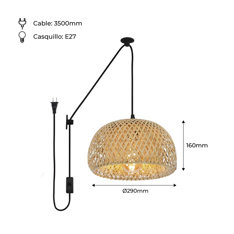Plug-in wicker pendant lamp "Yonna"
