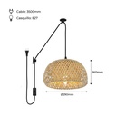 Plug-in wicker pendant lamp "Yonna"