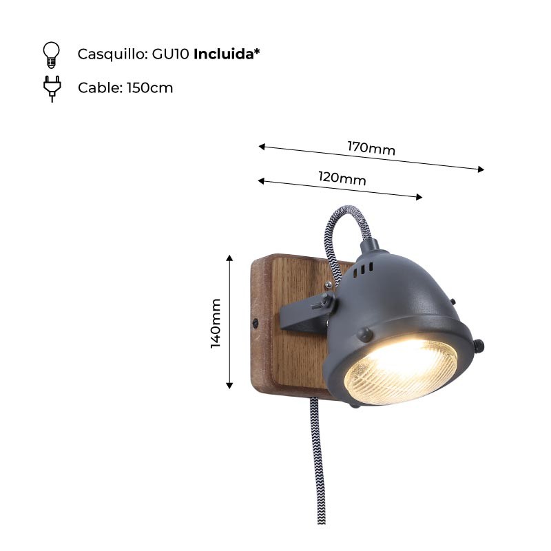 Industrial wall light "Mott" - Adjustable - GU10 Included