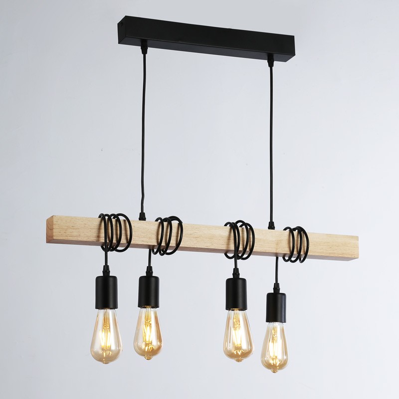 Vintage wooden pendant lamp "Otto" - 4 x E27