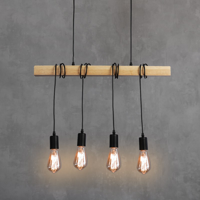 Vintage wooden pendant lamp "Otto" - 4 x E27