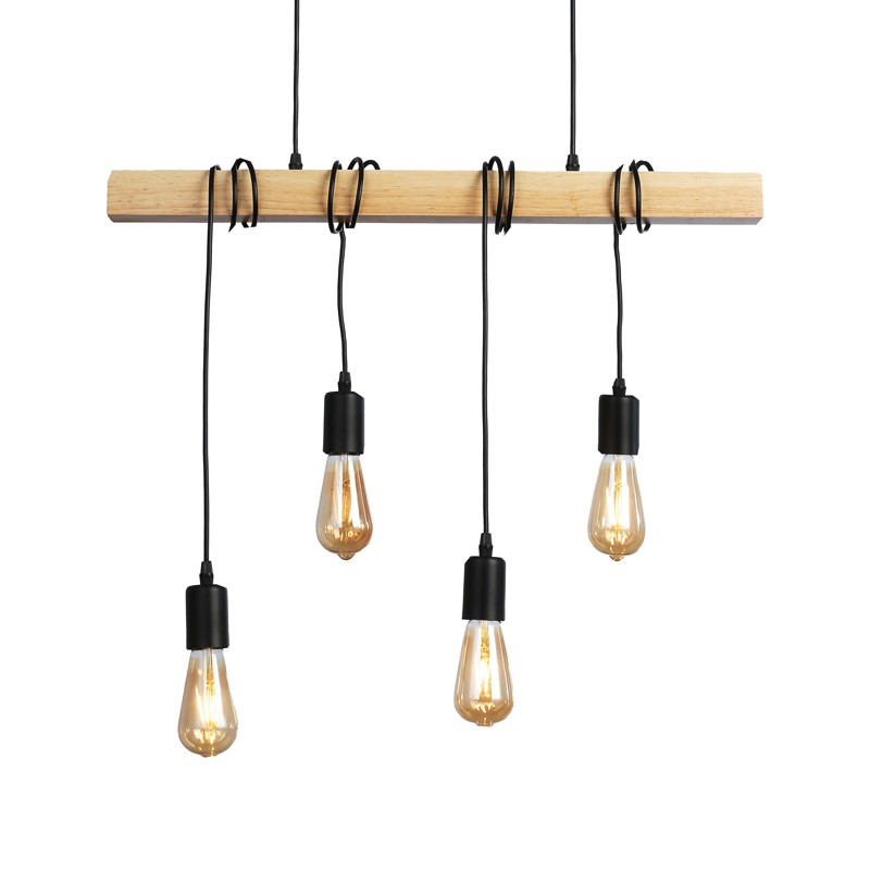 Vintage wooden pendant lamp "Otto" - 4 x E27