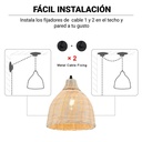 Wicker pendant lamp with pulley "SASKI".