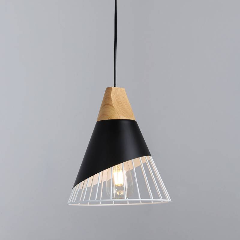Metal and wood pendant lamp - "ADOR"