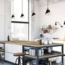Metal and wood pendant lamp - "ADOR"