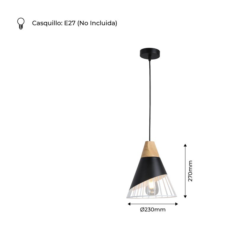Metal and wood pendant lamp - "ADOR"