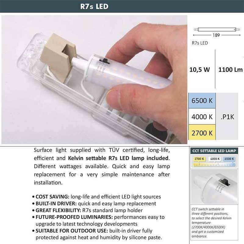 FUMAGALLI LORENZA 270 R7S 10.5W LED CCT wall beacon for outdoor use
