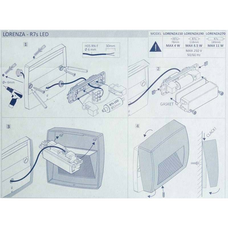 FUMAGALLI LORENZA 270 R7S 10.5W LED CCT wall beacon for outdoor use