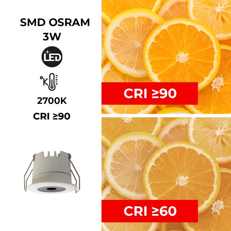 Downlight LED Mini 3W - OSRAM Chip - Low UGR - CRI 90 - Ø 40mm