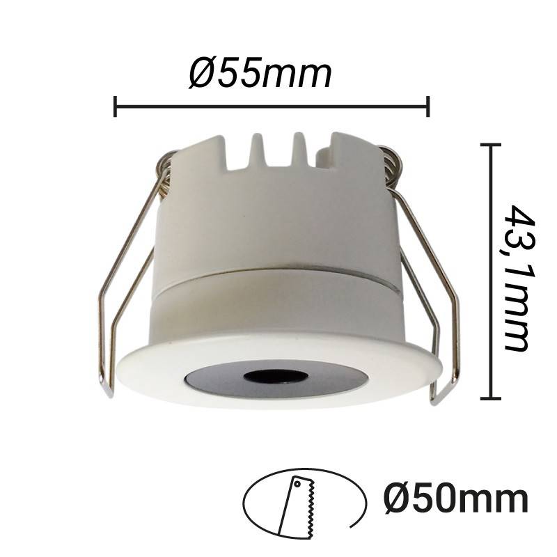 Downlight LED Mini 5W - OSRAM Chip - Low UGR - CRI 90 - Ø 55mm