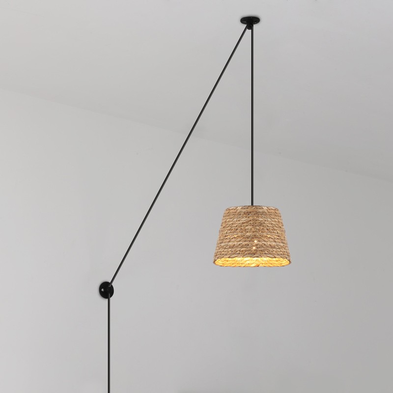Hemp adjustable pendant lamp "Moki" - E27