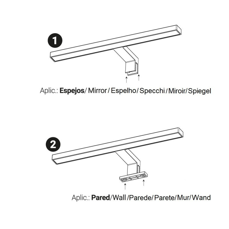 Wall light for bathroom mirror 5W - Mirror and cabinet mounting - 30cm