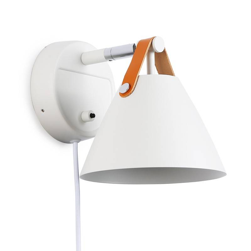 Ellen" leather wall sconce with cable and switch