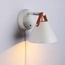 Ellen" leather wall sconce with cable and switch