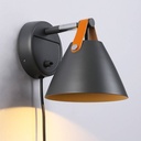 Ellen" leather wall sconce with cable and switch