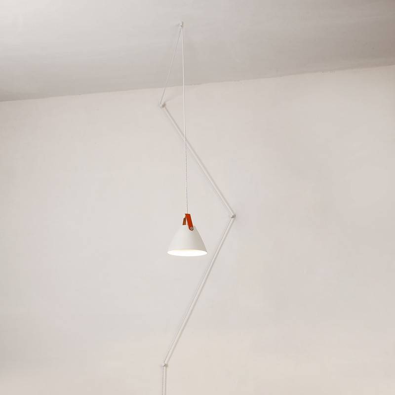 Leather pendant lamp "Sam" with socket
