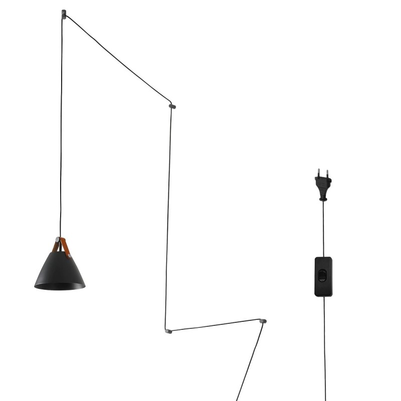 Leather pendant lamp "Sam" with socket