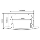 Aluminum profile for recessed LED strip ≤ 15mm - 18.5x12mm - 2 meters
