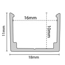 Flexible aluminum profile 16x10 mm for silicone casings - 2 meters