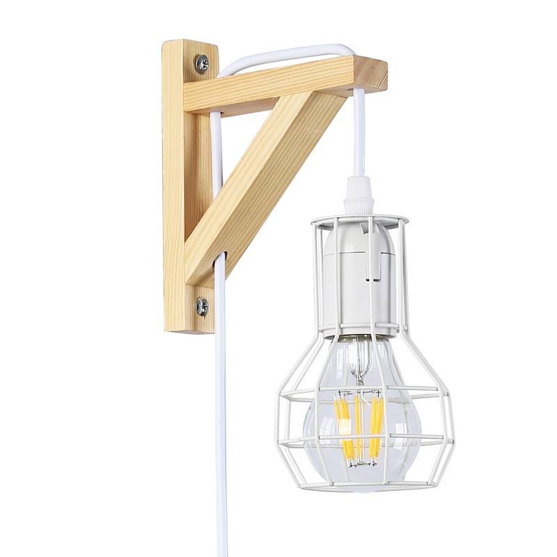 Cage wooden wall light "MICA" Bulb included