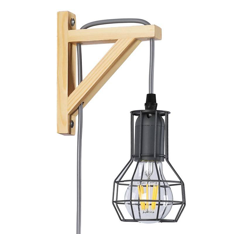 Cage wooden wall light "MICA" Bulb included