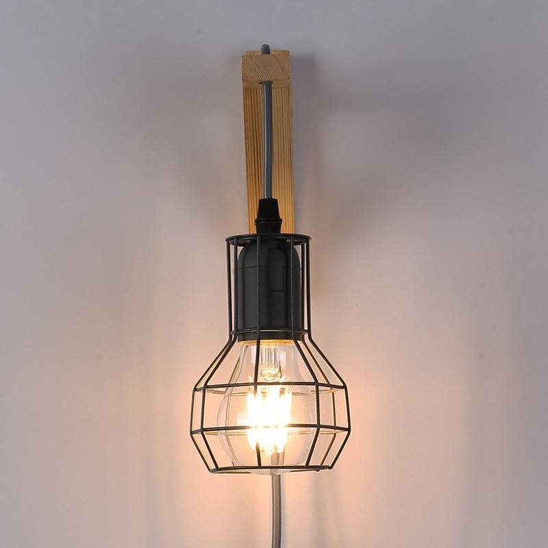 Cage wooden wall light "MICA" Bulb included