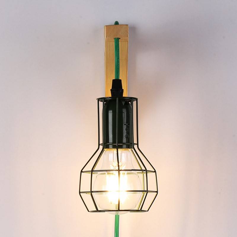 Cage wooden wall light "MICA" Bulb included