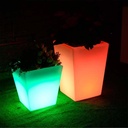 RGBW Rechargeable LED planter 12W - White resin - IP65 - 40x40x55cm