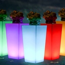 RGBW Rechargeable LED planter 12W - White resin - IP65 - 40x40x55cm