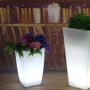 RGBW Rechargeable LED planter 12W - White resin - IP65 - 40x40x55cm