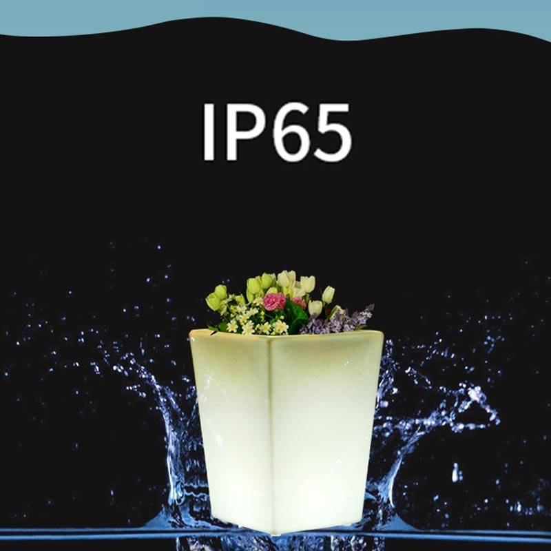 RGBW Rechargeable LED planter 12W - White resin - IP65 - 40x40x55cm