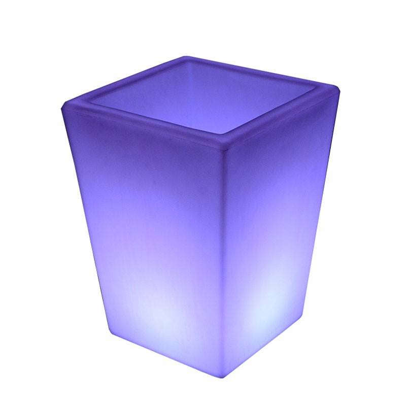 RGBW Rechargeable LED planter 12W - White resin - IP65 - 40x40x55cm