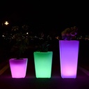 RGBW Rechargeable LED planter 12W - White resin - IP65 - 40x40x55cm