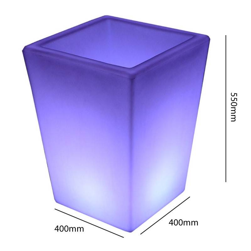 RGBW Rechargeable LED planter 12W - White resin - IP65 - 40x40x55cm