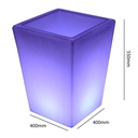 RGBW Rechargeable LED planter 12W - White resin - IP65 - 40x40x55cm
