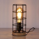 Vintage industrial style table lamp wood and grille "GREGOR".