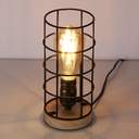 Vintage industrial style table lamp wood and grille "GREGOR".