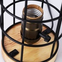 Vintage industrial style table lamp wood and grille "GREGOR".