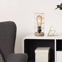 Vintage industrial style table lamp wood and grille "GREGOR".