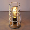 Vintage industrial style table lamp wood and grille "GREGOR".