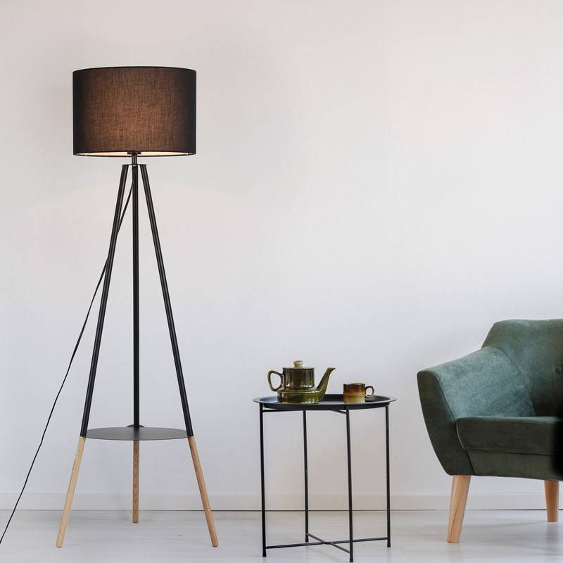 Floor lamp with built-in table and tripod "Mandi".