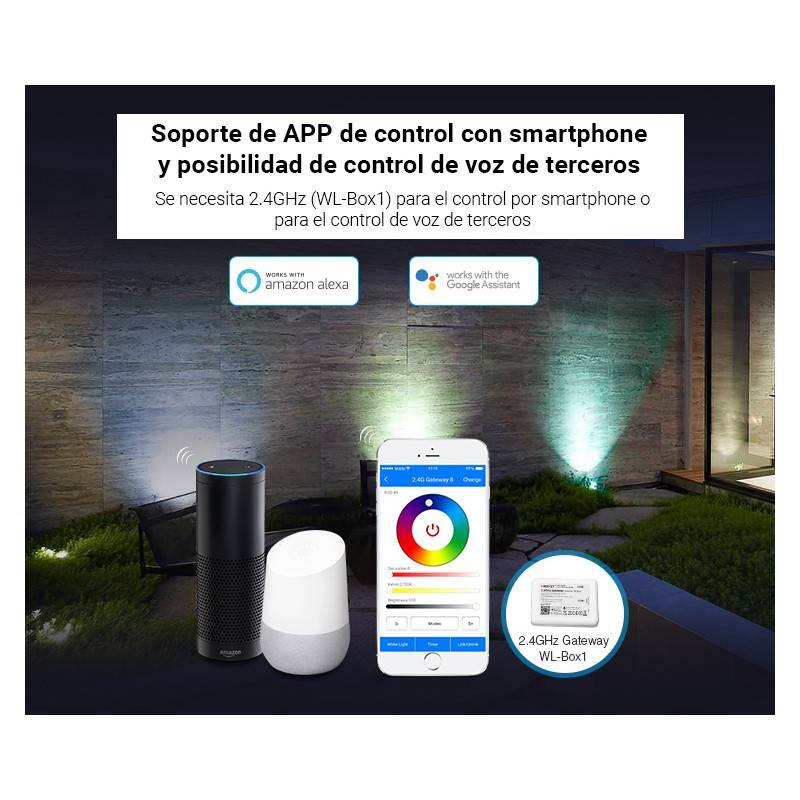 LED Floodlight 18W RGB+CCT controlled by RF/WiFi - IP66