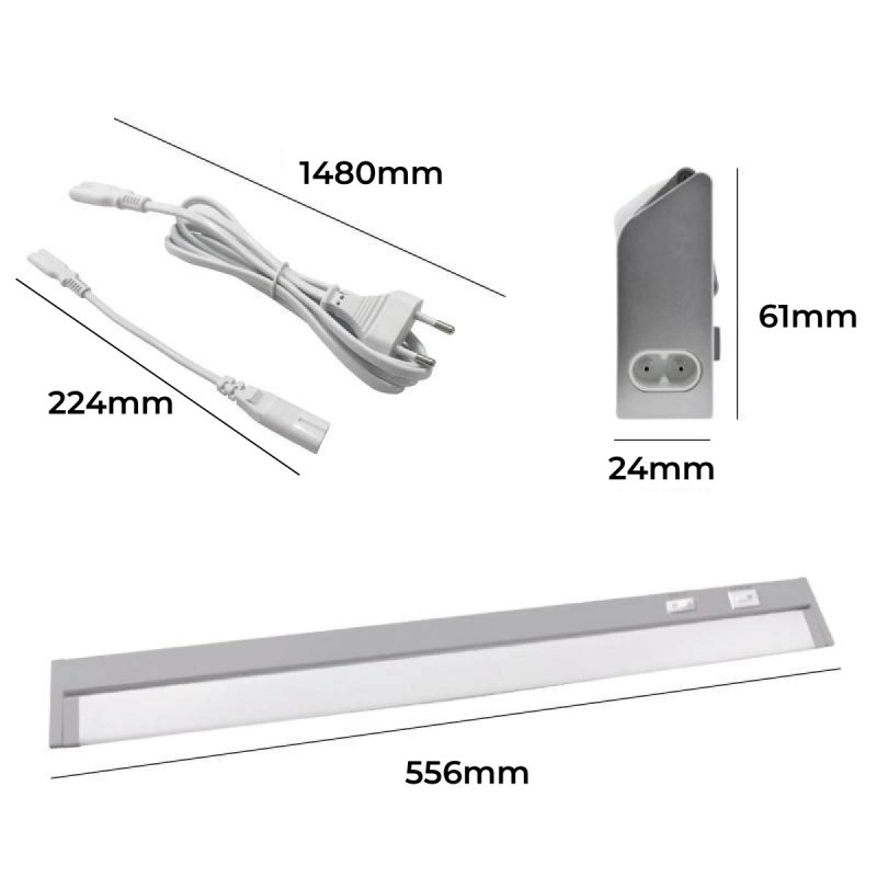 CCT inter-connectable orientable LED luminaire for under furniture 60cm 8W