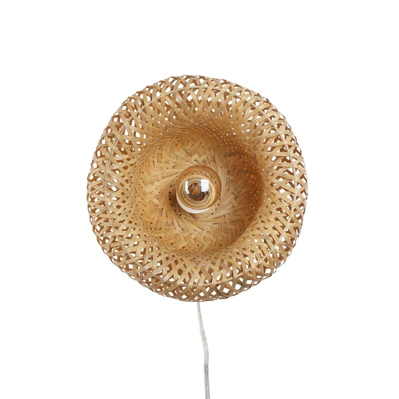 Wicker wall lamp with plug "Round".